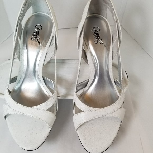 CARLOS SANTANA Speckled White Crackled Heels, Size 8.5M - Picture 7 of 11